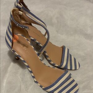 BCBGeneration Blue and White Striped Heels
